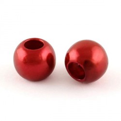 Perle ronde acrylique rouge noël 10mm style Pandora - à l'unité