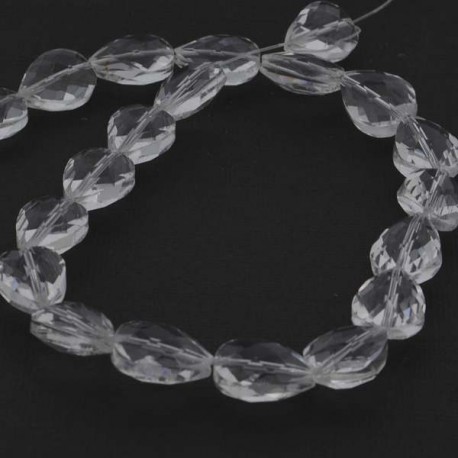 Perle de verre Cristal Pampille 18 x 13 mm, blanche