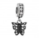 Charm Papillon strass blanc style Pandora - à l'unité